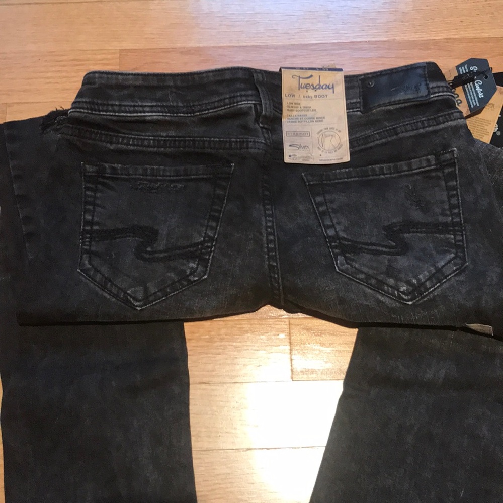 Black Distressed Silver Jeans